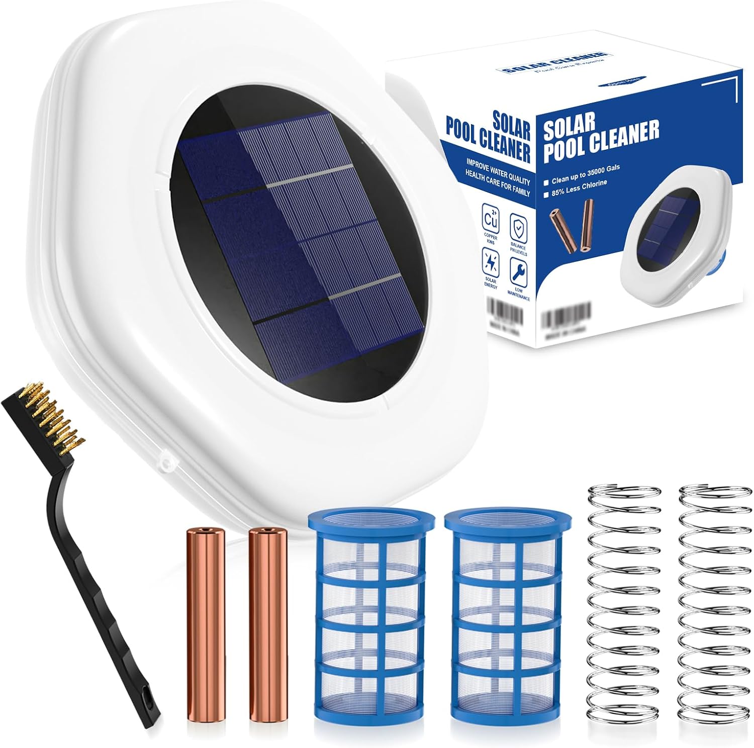 Fehokinch Solar Pool Cleaner Set in a clear pool