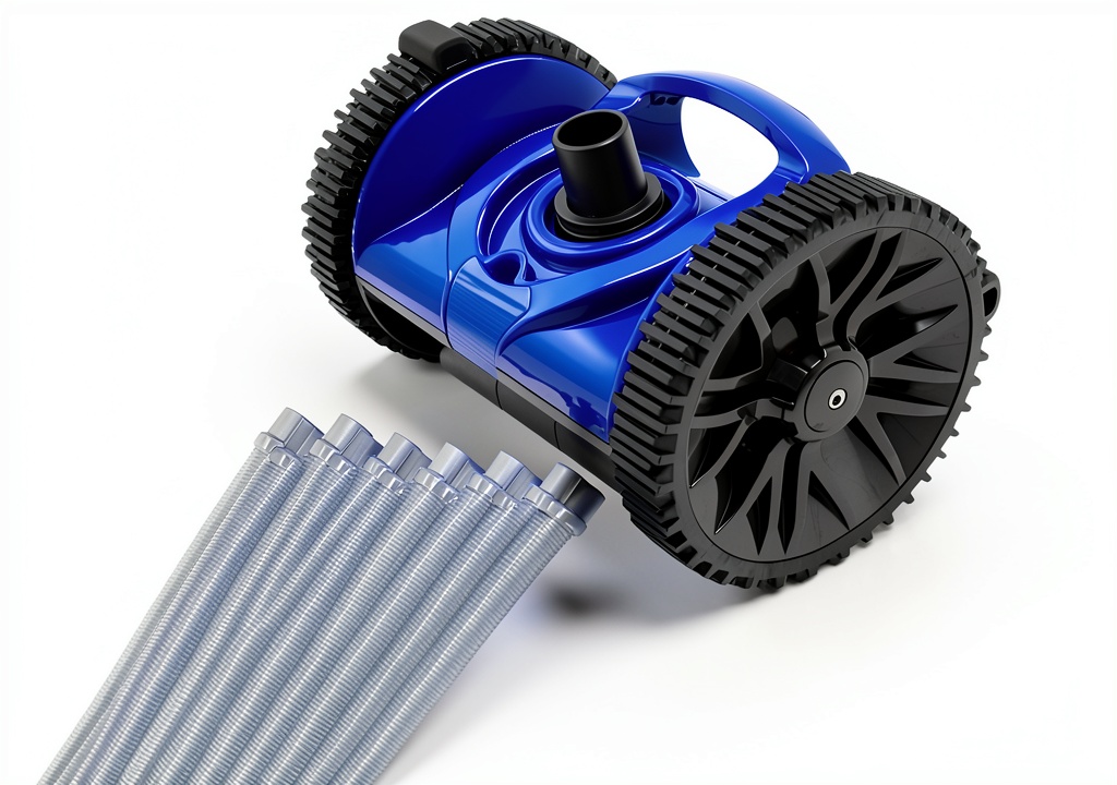 Pentair Rebel pool cleaner replacement kit components displayed on a pool deck