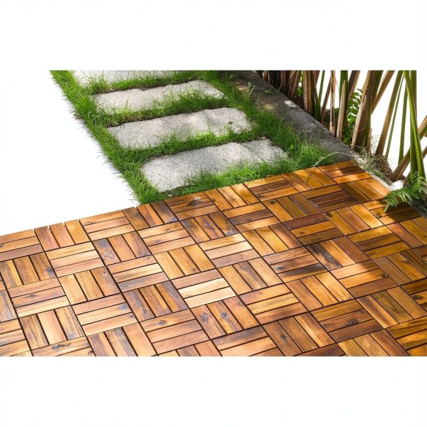 Hardwood Deck Tiles Bliss Outdoors Acacia 12‑Slat 30‑Tile Set-5