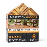Interlocking Deck Tiles 8 Pack Diagonal - Snap Together Wood Flooring | 12 x 12 Acacia Hardwood Outdoor Flooring for Patio | Floor Decking Tile - Balcony Backyard Decor, Outside Wooden Patio Pavers-0