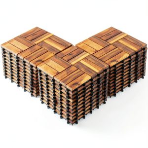 Hardwood Deck Tiles Bliss Outdoors Acacia 12‑Slat 30‑Tile Set-0