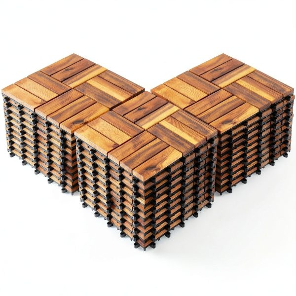 Hardwood Deck Tiles Bliss Outdoors Acacia 12‑Slat 30‑Tile Set-0