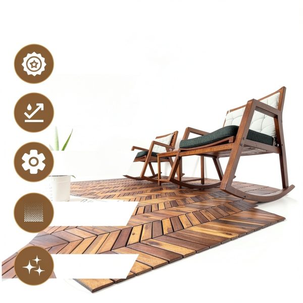 Interlocking Deck Tiles Herringbone Acacia Flooring Majestick Goods-8