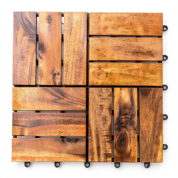 Hardwood Deck Tiles Bliss Outdoors Acacia 12‑Slat 30‑Tile Set-6