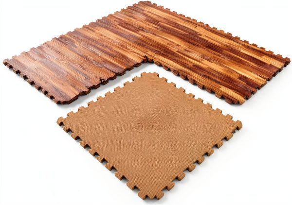 Greatmats Wood Grain Foam Tiles Reversible 1/2 in. x 2x2 Ft. 15 Pack (Dark Wood/Tan)-8