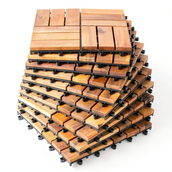 Hardwood Deck Tiles Bliss Outdoors Acacia 12‑Slat 30‑Tile Set-7