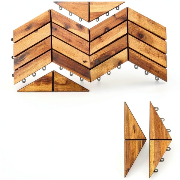 Interlocking Deck Tiles Herringbone Acacia Flooring Majestick Goods-4